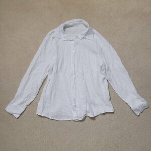 Women's 100% Cotton White Gauze Oversized Shirt, Size Medium